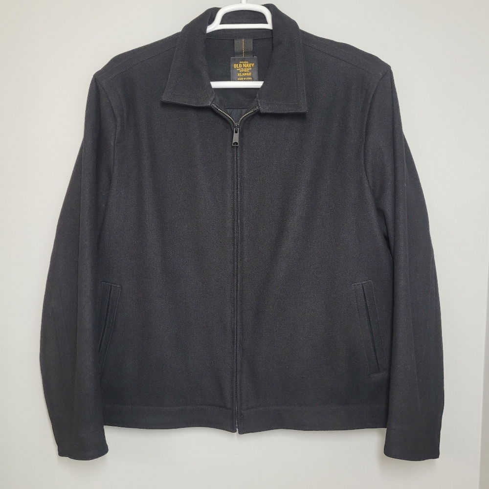 Old Navy Men's Black Wool Blend Zip-Up Jacket XL ExCond.